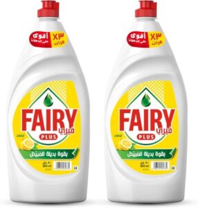 Fairy Plus Lemon Dishwashing Liquid Soap with alternative power to bleach 2x800 ml