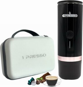 ماكينة تحضير قهوة الإسبريسو المحمولة 1Presso ذاتية التسخين باللون الأسود