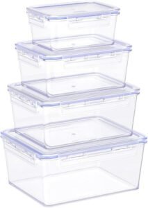 مجموعة كوزموبلاست لوك تو جو، ٤ عبوات تخزين طعام بأغطية، سعة ٣٠٠ مل، ٦٠٠ مل، ٩٠٠ مل، ١٢٠٠ مل