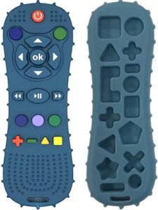 عضاضة أطفال عن بعد، ألعاب مضغ ناعمة مع جهاز تحكم عن بعد للتلفزيون - افضل عضاضة للتسنين