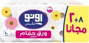 مناديل حمام أونو بلس، طبقتين، 10 لفات، 8 + 2 مجانًا، 220 ورقة